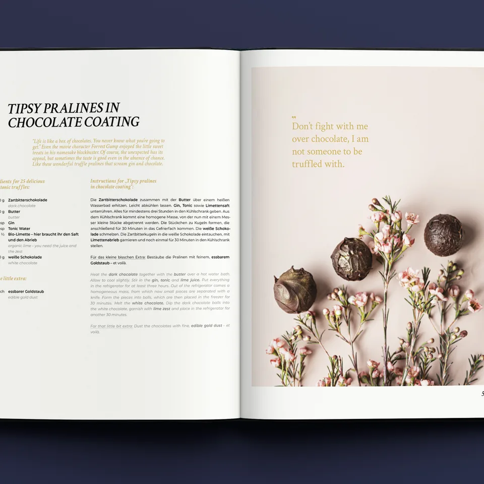 Doppelseite aus Gin Inside: Gin-Pralinen